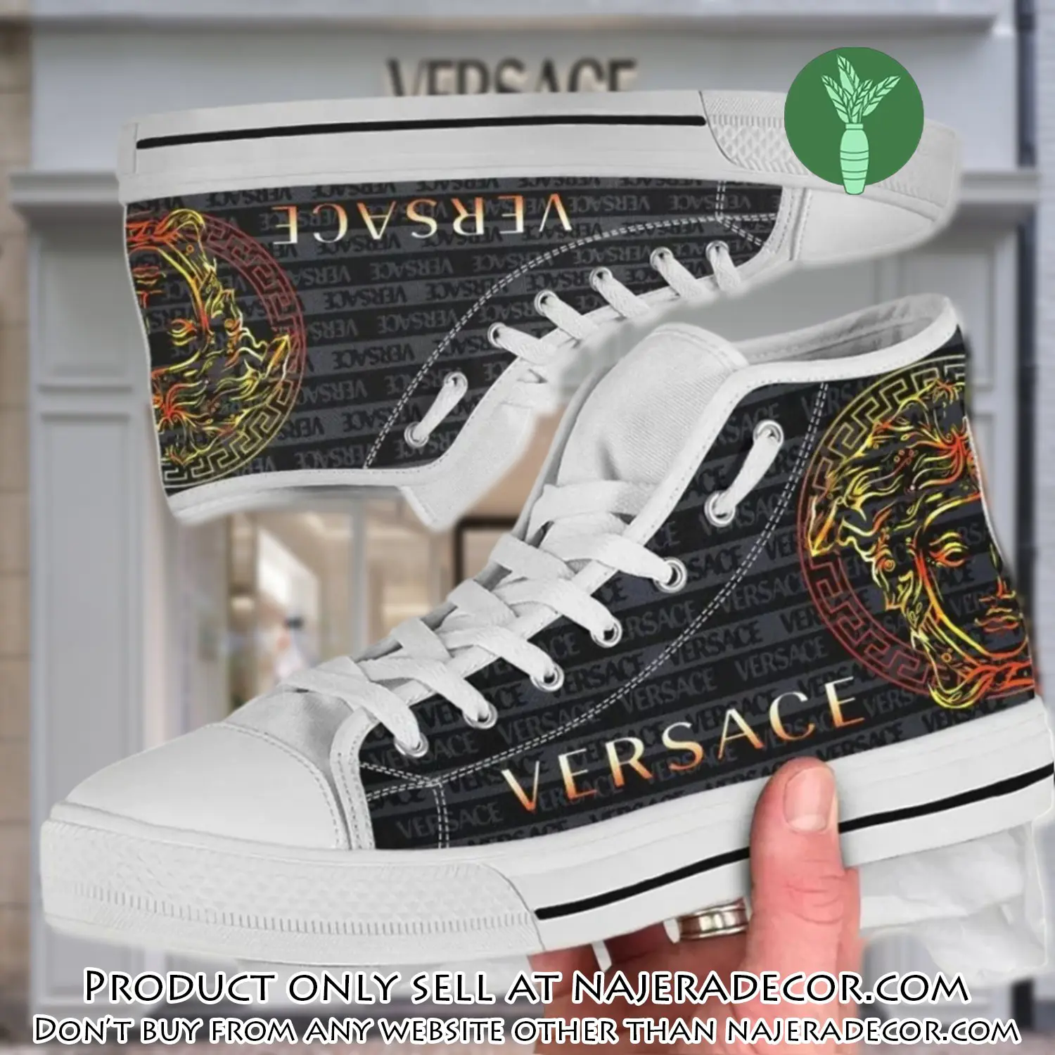 Versace medusa black white high top canvas shoes luxury brand gifts for men women njr2300246